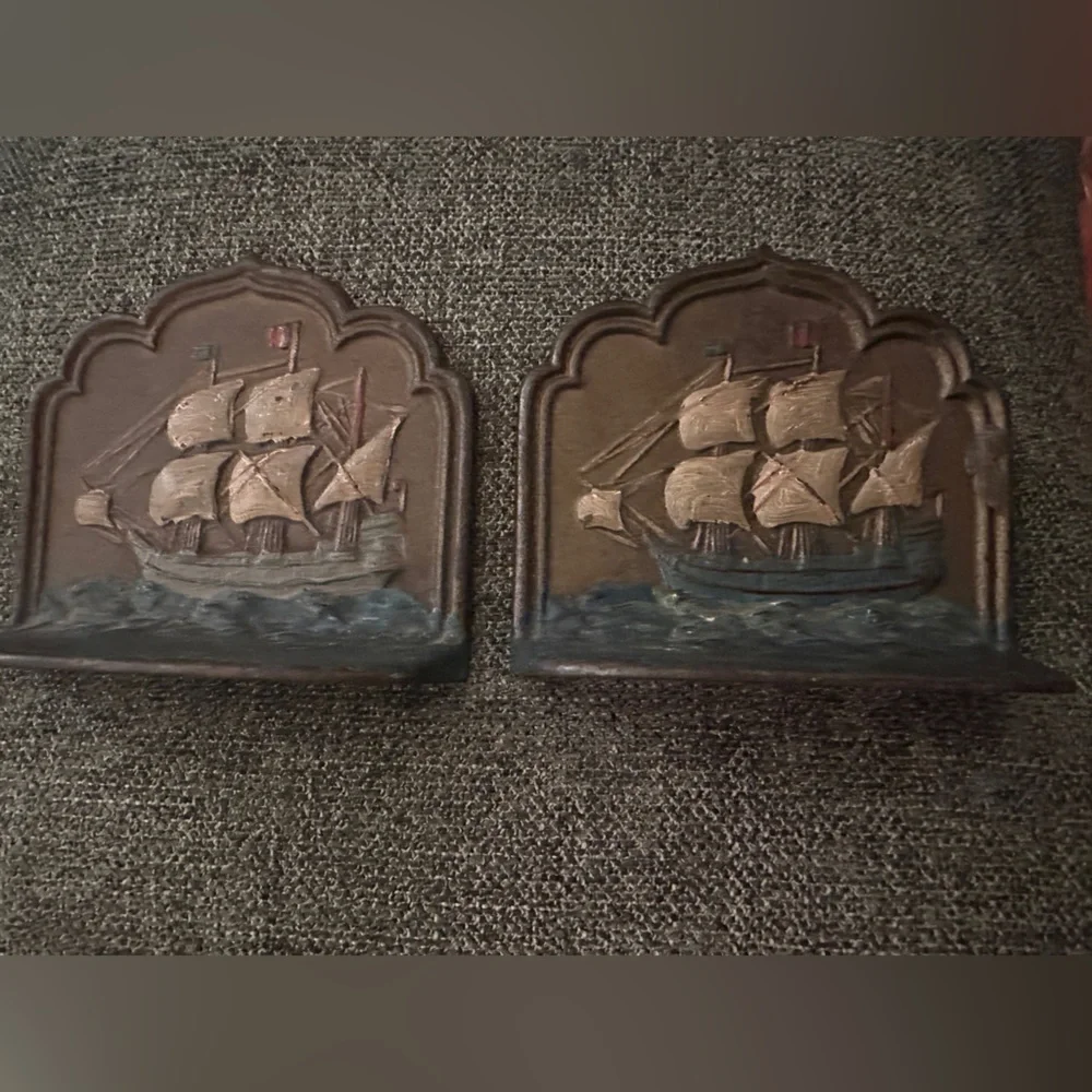 Vintage cast iron sailing ship bookends - Picture 1 of 4